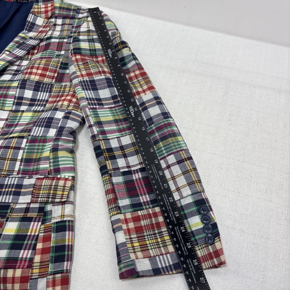 Nautica Mens Madras Patchwork  Brielle Blazer Jacket Size 44L Cotton Preppy - Picture 10 of 13